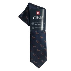 Chaps Raindeer Navy Holiday Tie, Dolly Dog Necktie